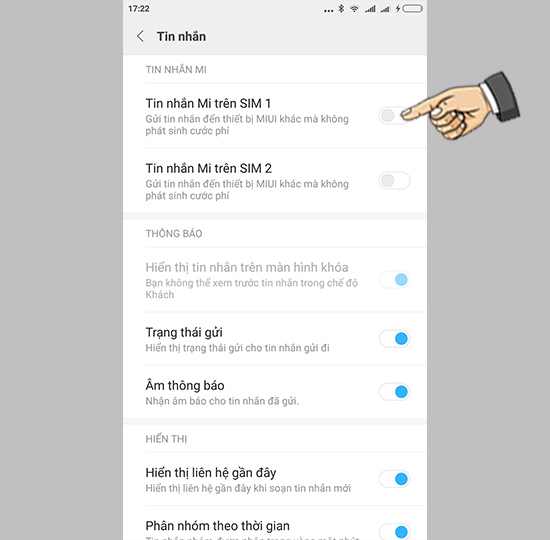 Kích hoạt tin nhắn